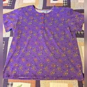 ❣️ Vintage Palisades Club Shoulder Pad Floral Short Sleeve Shirt, Size 20